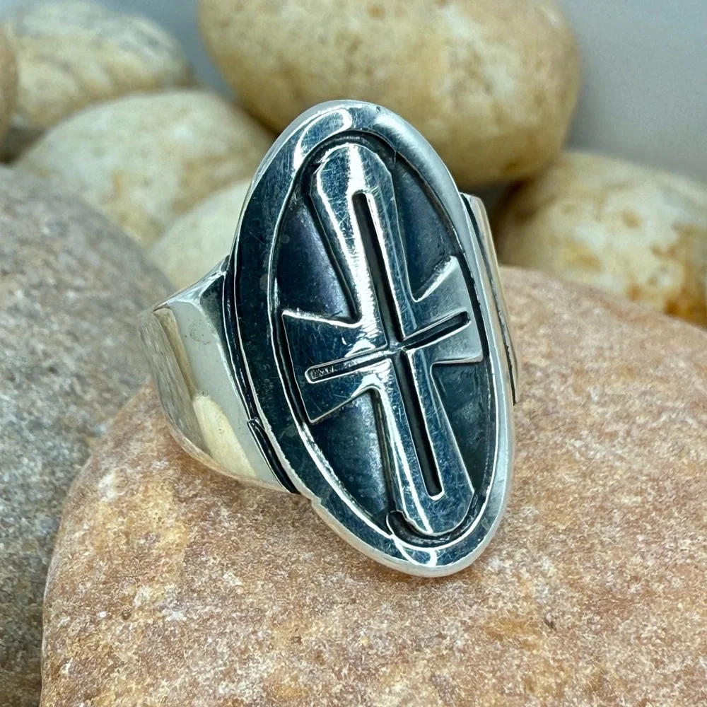 Sterling Silver Cross Ring Size 5 | Oval Shield Design | NWT | Faith Jewelry